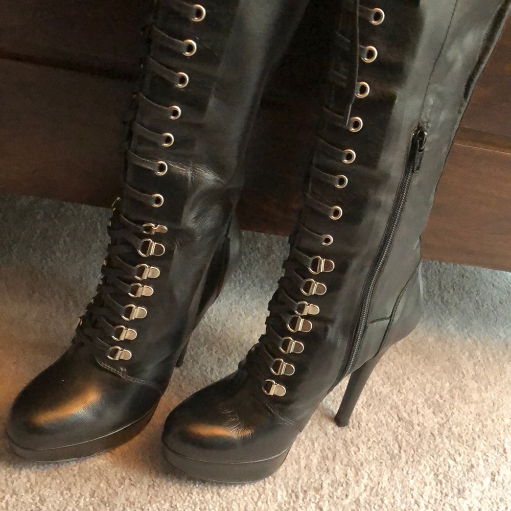 Italian leather knee high boots